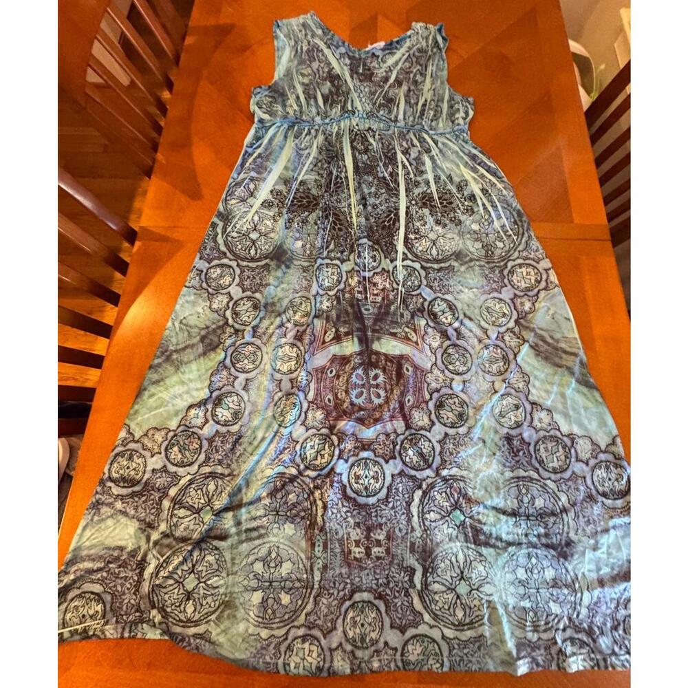 Beautiful Light Blue Boho Maxi Dress XL 6-124